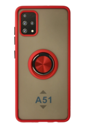 Newface Samsung Galaxy A51 Kılıf Montreal Yüzüklü Silikon Kapak - Kırmızı resmi