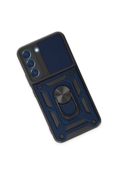 Newface Samsung Galaxy S23 Kılıf Pars Lens Yüzüklü Silikon - Lacivert resmi