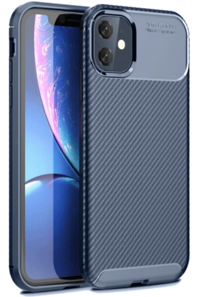 Newface iPhone 11 Kılıf Auto Focus Karbon Kapak - Lacivert resmi
