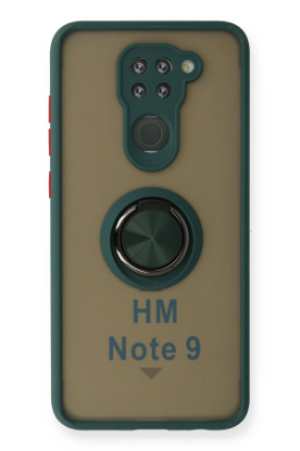 Newface Xiaomi Redmi Note 9 Kılıf Montreal Yüzüklü Silikon Kapak - Yeşil resmi