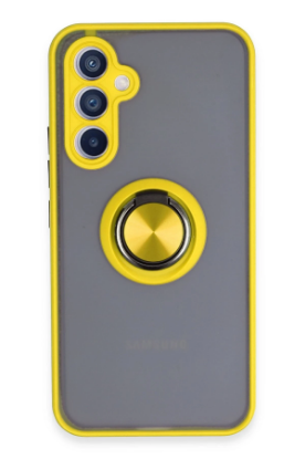 Newface Samsung Galaxy A54 5G Kılıf Montreal Yüzüklü Silikon Kapak - Sarı resmi