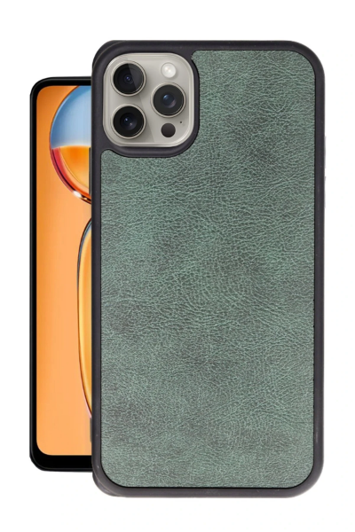 Newface iPhone 15 Pro Max Kılıf Aras Deri Kapak - Koyu Yeşil resmi