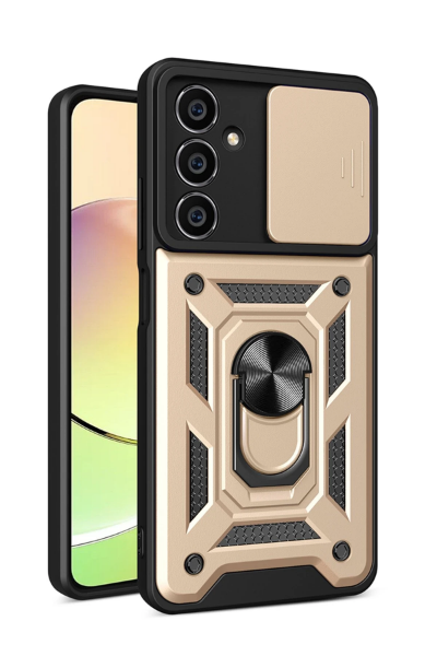 Newface Samsung Galaxy A05 Kılıf Pars Lens Yüzüklü Silikon - Gold resmi