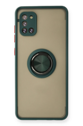 Newface Samsung Galaxy A31 Kılıf Montreal Yüzüklü Silikon Kapak - Yeşil resmi