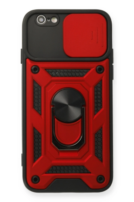 Newface iPhone 6 Kılıf Pars Lens Yüzüklü Silikon - Kırmızı resmi