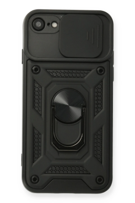 Newface iPhone 7 Kılıf Pars Lens Yüzüklü Silikon - Siyah resmi