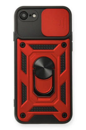 Newface iPhone 7 Kılıf Pars Lens Yüzüklü Silikon - Kırmızı resmi