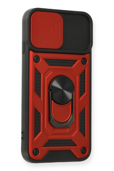 Newface iPhone 7 Kılıf Pars Lens Yüzüklü Silikon - Kırmızı resmi