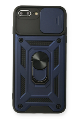 Newface iPhone 7 Plus Kılıf Pars Lens Yüzüklü Silikon - Lacivert resmi