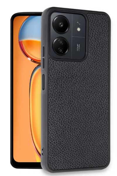 Newface Xiaomi Redmi 13C Kılıf Aras Deri Kapak - Siyah resmi