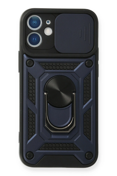 Newface iPhone 12 Kılıf Pars Lens Yüzüklü Silikon - Lacivert resmi