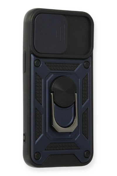 Newface iPhone 12 Kılıf Pars Lens Yüzüklü Silikon - Lacivert resmi