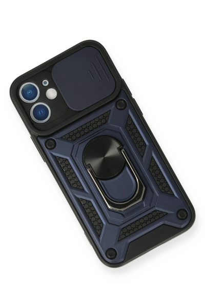 Newface iPhone 12 Kılıf Pars Lens Yüzüklü Silikon - Lacivert resmi