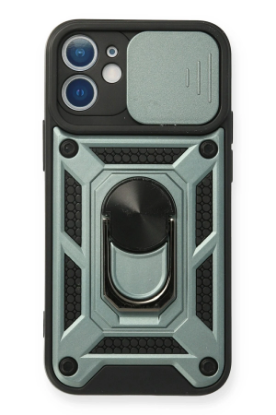 Newface iPhone 12 Mini Kılıf Pars Lens Yüzüklü Silikon - Yeşil resmi