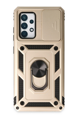 Newface Samsung Galaxy A52 Kılıf Pars Lens Yüzüklü Silikon - Gold resmi