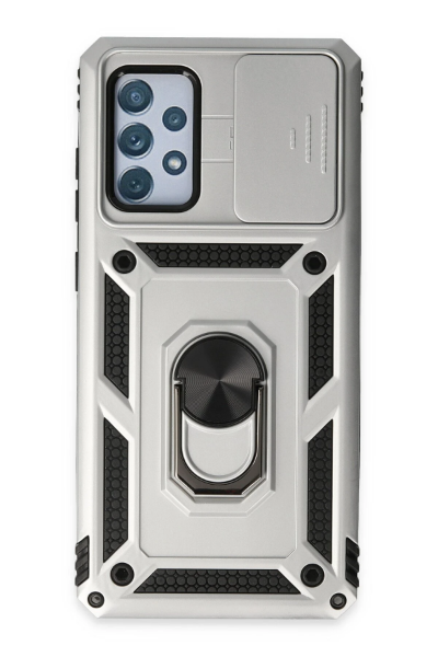 Newface Samsung Galaxy A52 Kılıf Pars Lens Yüzüklü Silikon - Gümüş resmi