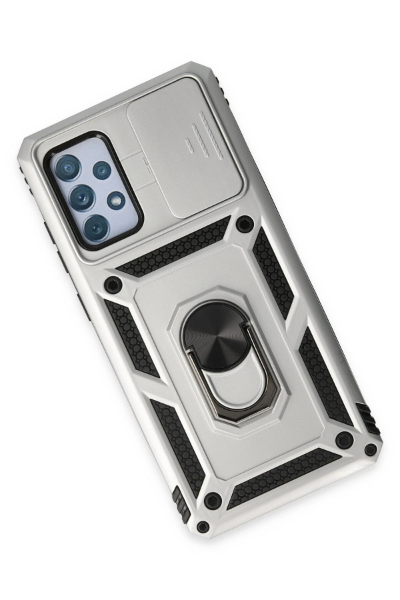 Newface Samsung Galaxy A52 Kılıf Pars Lens Yüzüklü Silikon - Gümüş resmi