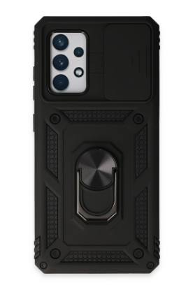 Newface Samsung Galaxy A72 Kılıf Pars Lens Yüzüklü Silikon - Siyah resmi