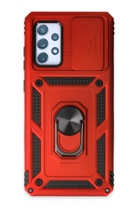 Newface Samsung Galaxy A72 Kılıf Pars Lens Yüzüklü Silikon - Kırmızı resmi