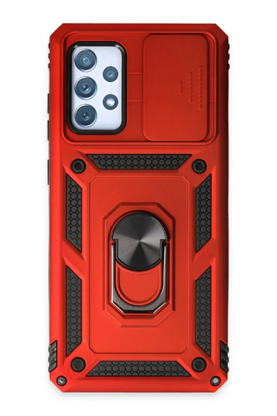 Newface Samsung Galaxy A72 Kılıf Pars Lens Yüzüklü Silikon - Kırmızı resmi