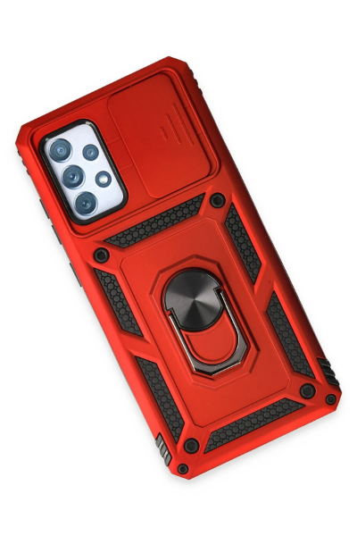 Newface Samsung Galaxy A72 Kılıf Pars Lens Yüzüklü Silikon - Kırmızı resmi