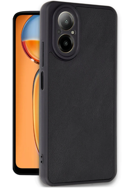 Newface Realme 12 Lite Kılıf Aras Deri Kapak - Siyah resmi