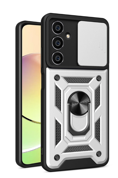 Newface Samsung Galaxy A25 5G Kılıf Pars Lens Yüzüklü Silikon - Gümüş resmi