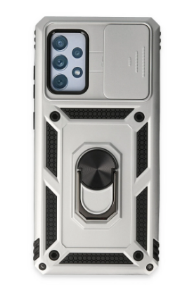 Newface Samsung Galaxy A72 Kılıf Pars Lens Yüzüklü Silikon - Gümüş resmi