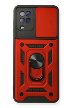 Newface Samsung Galaxy A12 Kılıf Pars Lens Yüzüklü Silikon - Kırmızı resmi