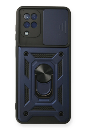 Newface Samsung Galaxy A12 Kılıf Pars Lens Yüzüklü Silikon - Lacivert resmi