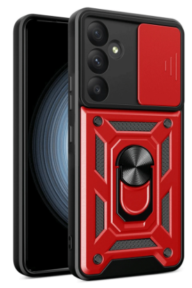 Newface Samsung Galaxy A55 5G Kılıf Pars Lens Yüzüklü Silikon - Kırmızı resmi