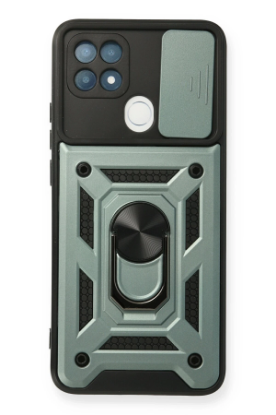 Newface Oppo A15 Kılıf Pars Lens Yüzüklü Silikon - Yeşil resmi