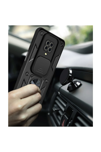 Newface Xiaomi Redmi Note 9 Pro Kılıf Pars Lens Yüzüklü Silikon - Siyah resmi