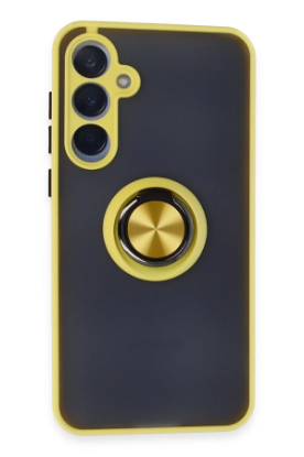 Newface Samsung Galaxy A55 5G Kılıf Montreal Yüzüklü Silikon Kapak - Sarı resmi