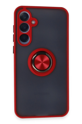Newface Samsung Galaxy A55 5G Kılıf Montreal Yüzüklü Silikon Kapak - Kırmızı resmi