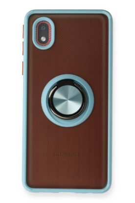 Newface Samsung Galaxy A01 Core Kılıf Montreal Yüzüklü Silikon Kapak - Buz Mavi resmi