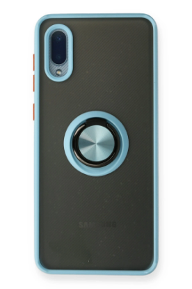 Newface Samsung Galaxy A02 Kılıf Montreal Yüzüklü Silikon Kapak - Buz Mavi resmi