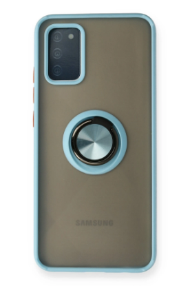 Newface Samsung Galaxy A02S Kılıf Montreal Yüzüklü Silikon Kapak - Buz Mavi resmi