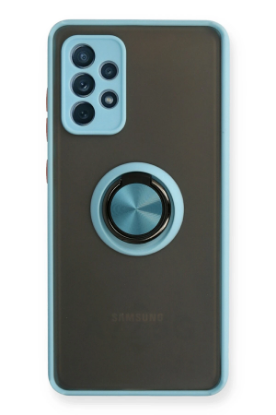 Newface Samsung Galaxy A72 Kılıf Montreal Yüzüklü Silikon Kapak - Buz Mavi resmi