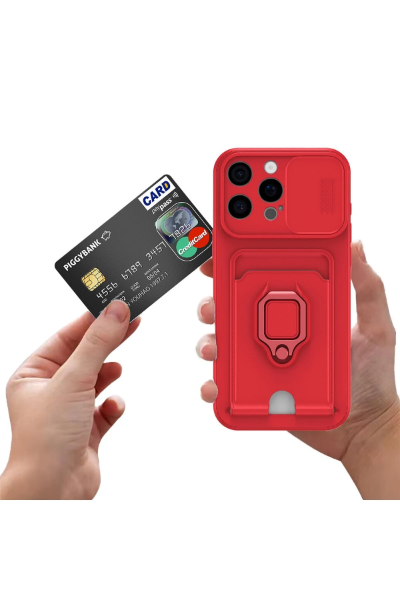 Newface iPhone 16 Kılıf Zuma Kartvizitli Yüzüklü Silikon - Lila resmi