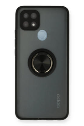 Newface Oppo A15 Kılıf Montreal Yüzüklü Silikon Kapak - Siyah resmi