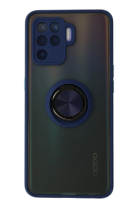 Newface Oppo Reno 5 Lite Kılıf Montreal Yüzüklü Silikon Kapak - Lacivert resmi