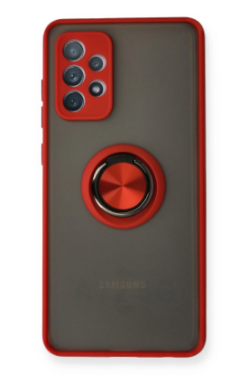 Newface Samsung Galaxy A52 Kılıf Montreal Yüzüklü Silikon Kapak - Kırmızı resmi