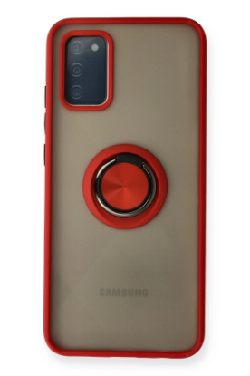 Newface Samsung Galaxy A02S Kılıf Montreal Yüzüklü Silikon Kapak - Kırmızı resmi