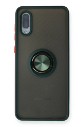 Newface Samsung Galaxy A02 Kılıf Montreal Yüzüklü Silikon Kapak - Yeşil resmi
