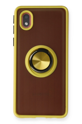 Newface Samsung Galaxy A01 Core Kılıf Montreal Yüzüklü Silikon Kapak - Sarı resmi