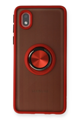 Newface Samsung Galaxy A01 Core Kılıf Montreal Yüzüklü Silikon Kapak - Kırmızı resmi