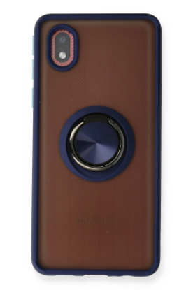 Newface Samsung Galaxy A01 Core Kılıf Montreal Yüzüklü Silikon Kapak - Lacivert resmi