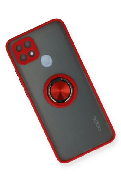 Newface Oppo A15 Kılıf Montreal Yüzüklü Silikon Kapak - Kırmızı resmi