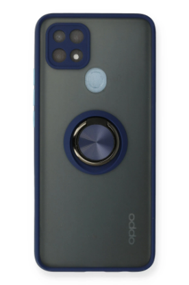 Newface Oppo A15 Kılıf Montreal Yüzüklü Silikon Kapak - Lacivert resmi